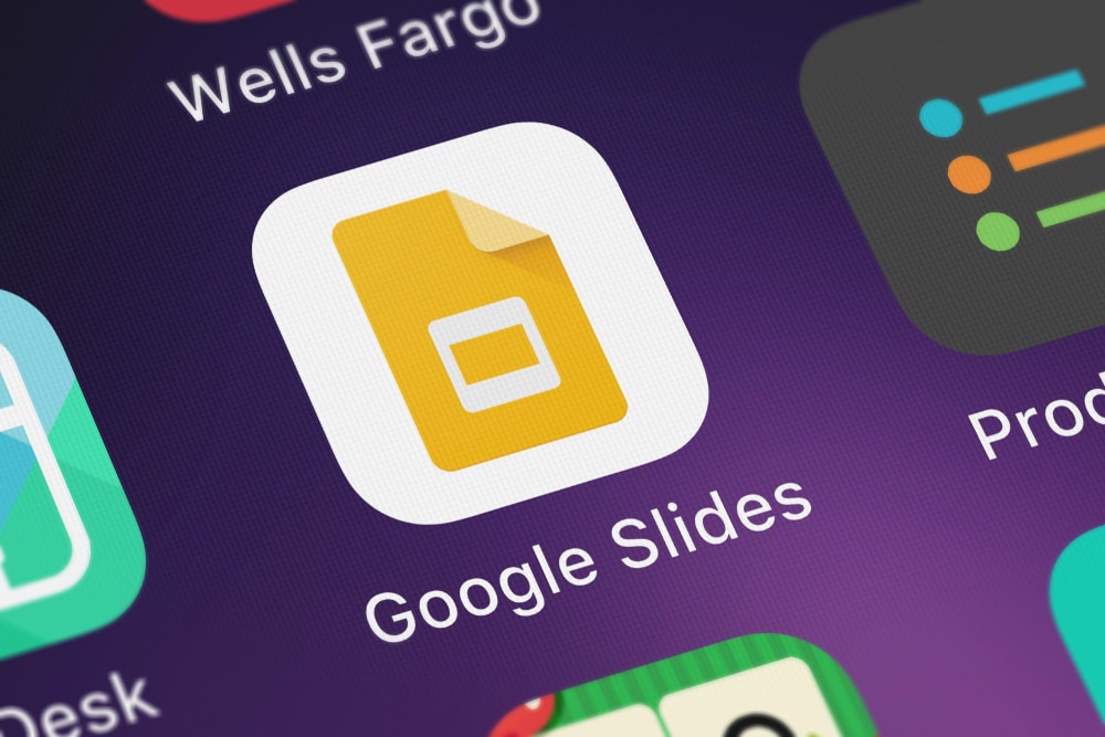 google slides sur un écran de mobile